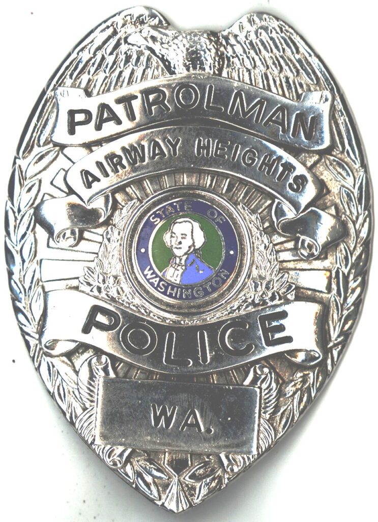 Police Department Patch in the light.