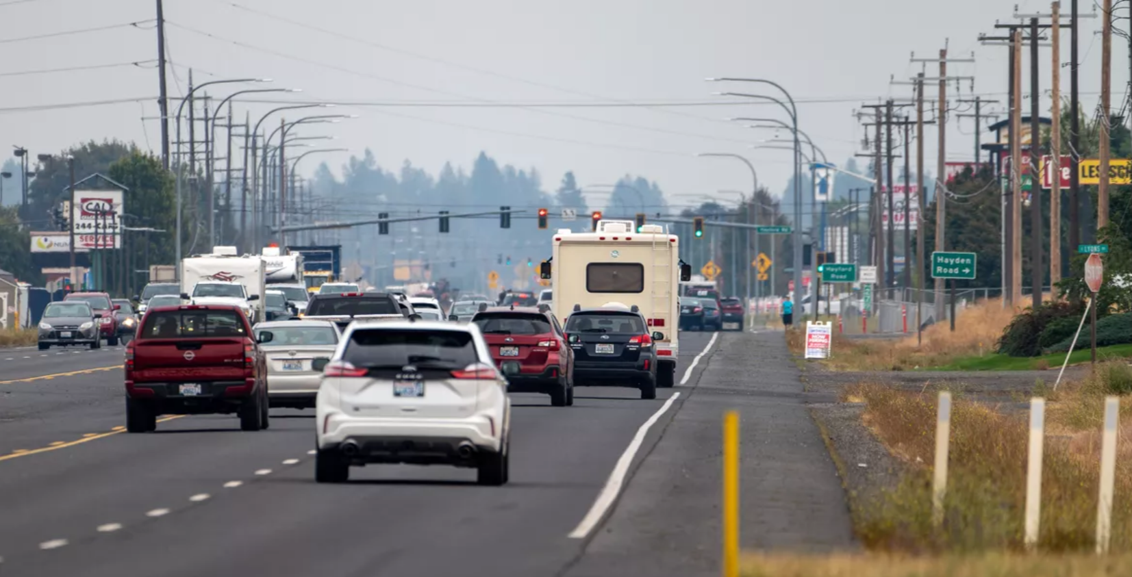 Traffic in Airway Heights during the summer.