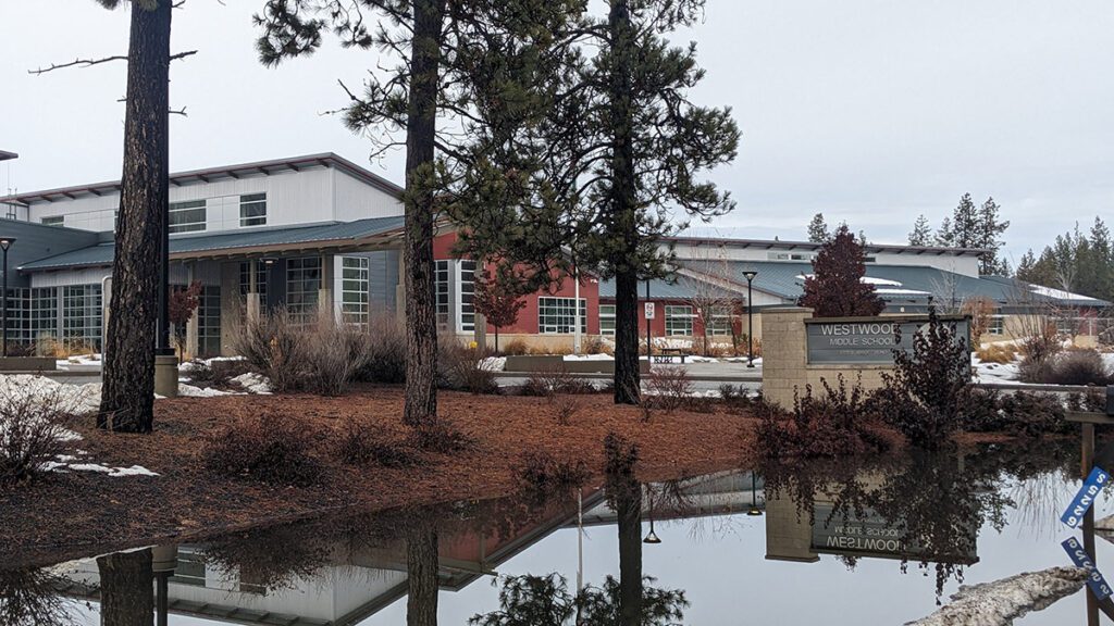 An image of the exterior of Westwood Middle School.