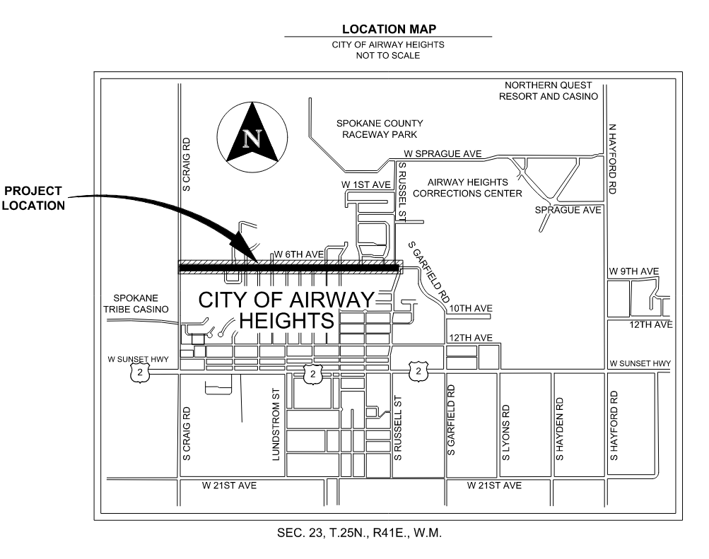 6th avenue extension, Craig road to Russell street map outline.